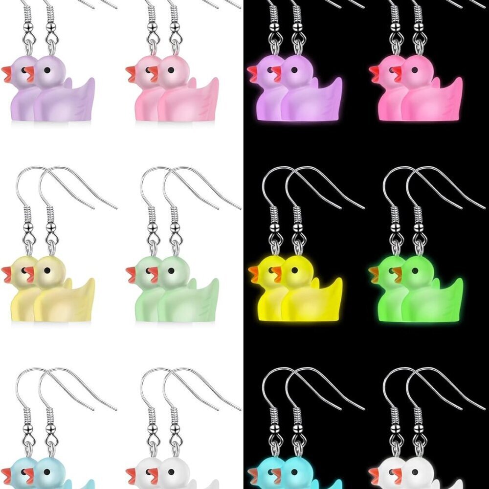 6 Pairs Rubber Duck Earrings Cute Ducky Earrings for Women Jewelry Gift Resin Da